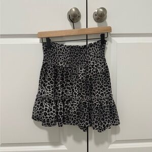 Altar'd State Black and White Animal Print Mini Skirt